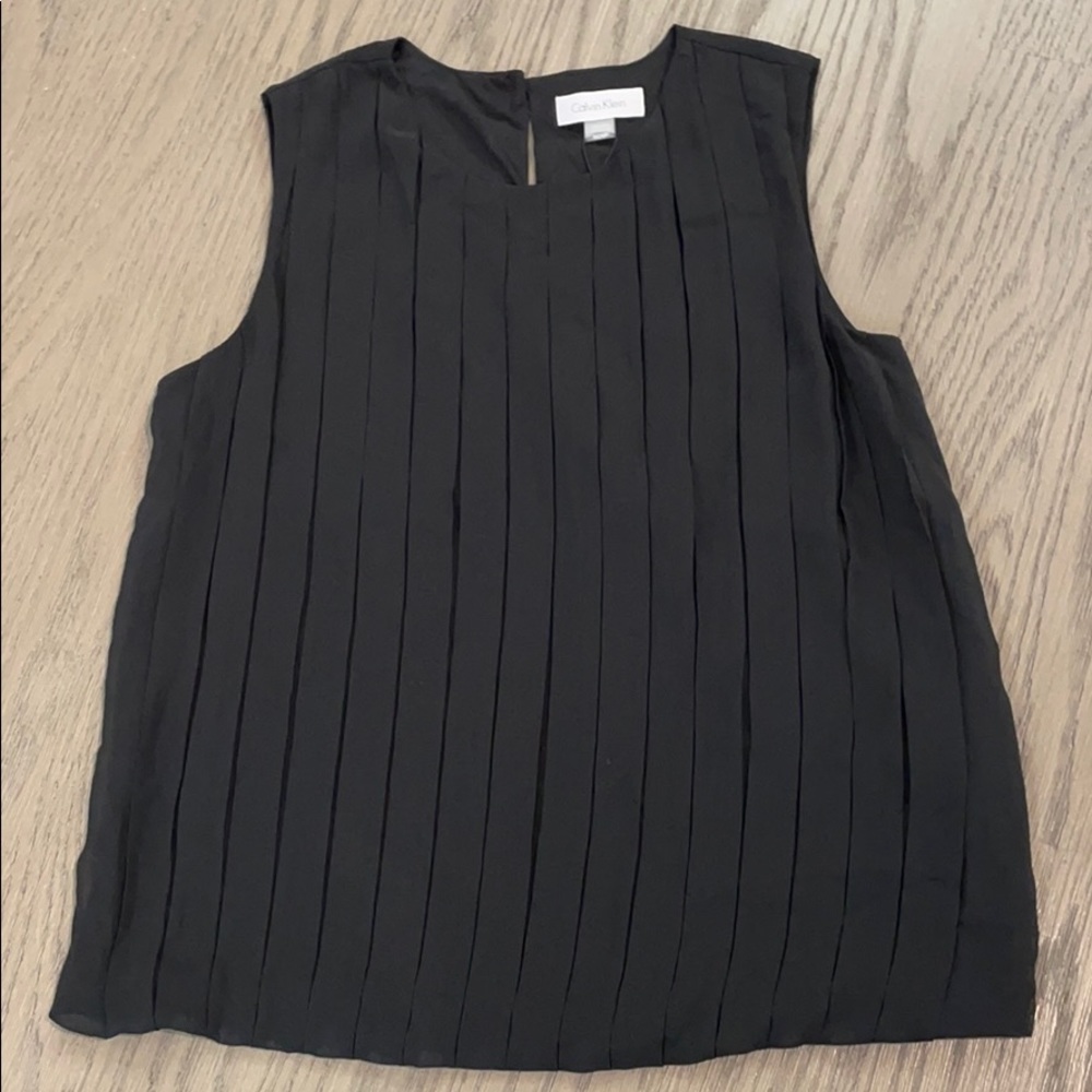 Calvin Klein Sleeveless Ruffled Blouse